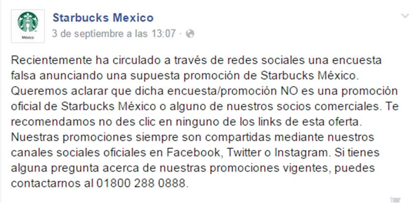 Comunicado Starbucks México