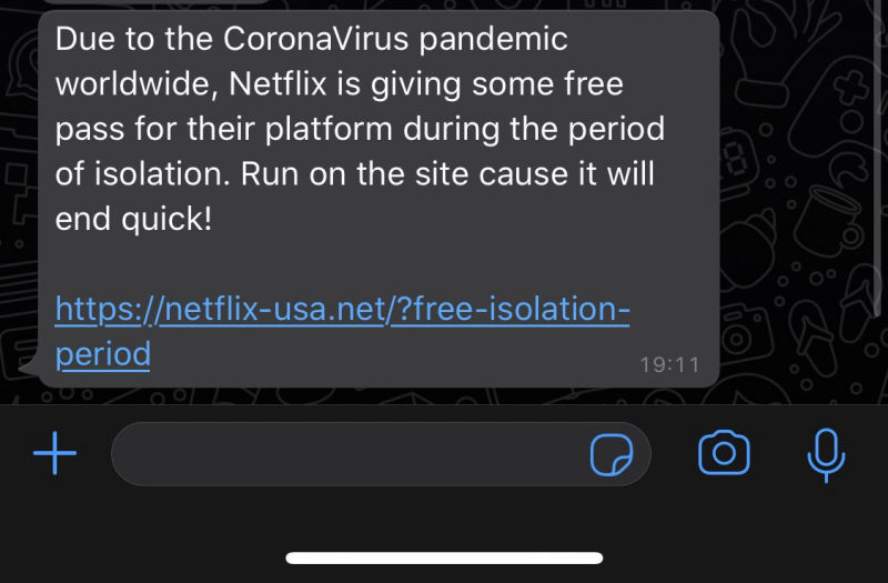 Estafa en WhatsApp: Ofrecen Netflix gratis por el Coronavirus