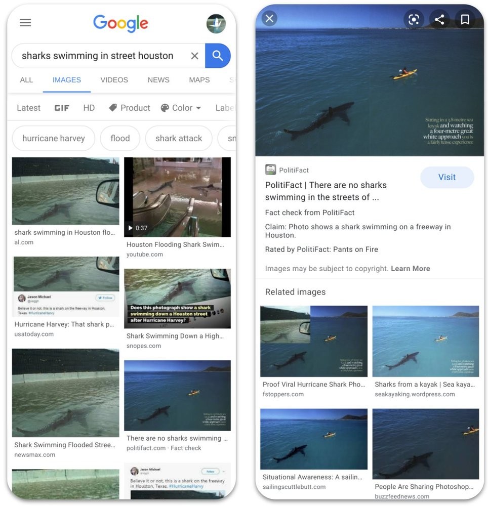Google agrega verificación de hechos en búsquedas de imágenes