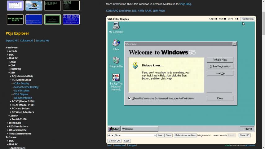 En esta web puedes usar desde Windows 1.0 a Windows 95 en tu navegador 2